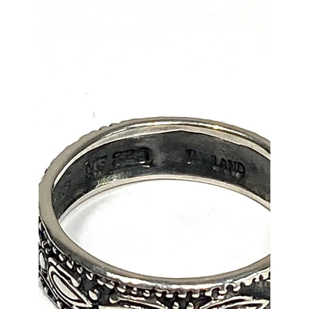 925 NF Thailand Ring Sterling Silver Band Design Women’s Size 9 3.63g - Picture 4 of 12